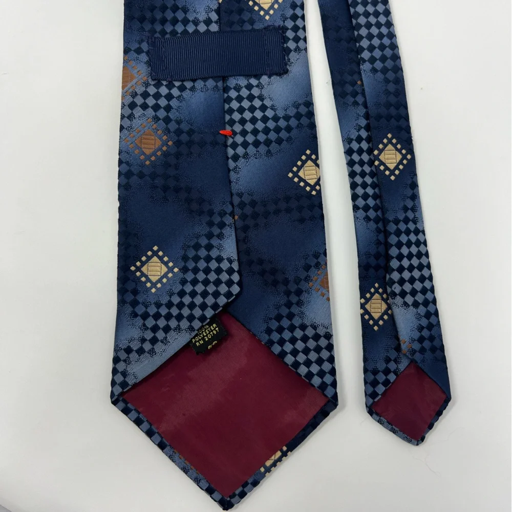 Geometric Men’s Tie, Polyester Vintage Retro Necktie Square Abstract Office Work